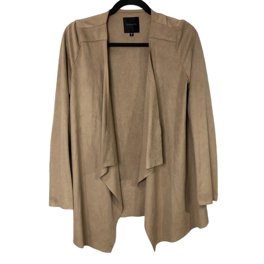 Dynamite Vegan Suede Draped Cardigan Jacket